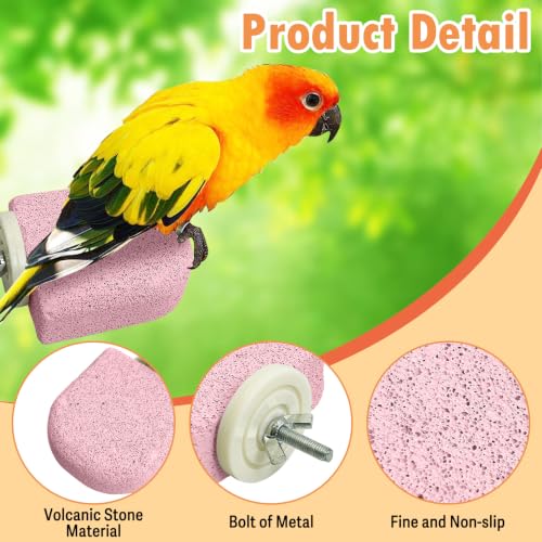 Image of PINVNBY 4 PCS Bird Perch Stands Parrot Calcium Perch Beak Grinding Stone Foot Claws Trimmer Parakeet Platform Parrot Chewing Toys for Small Medium Cockatiel Conure Lovebird Finch(Purple)