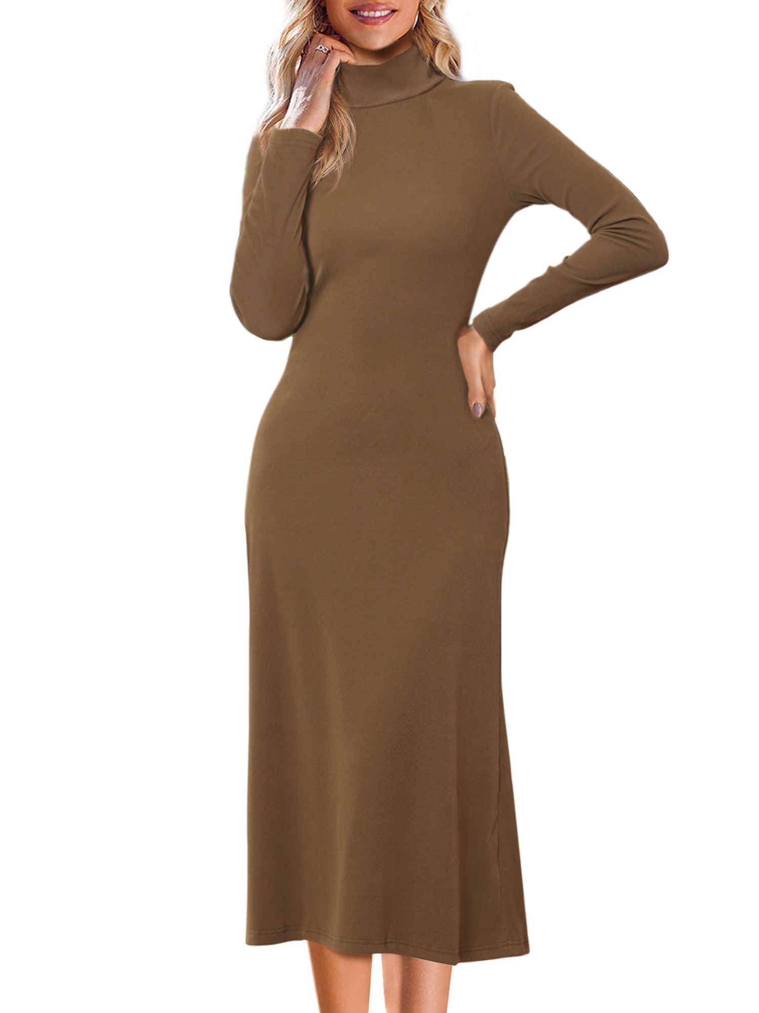 Allegra K Robe pull pour femme col roulé 2025 manches longues en tricot côtelé