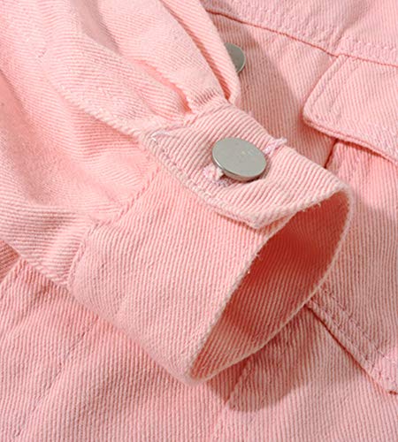Lifeshe Women's Basic Button Down Denim Jean Jacket Coat Pink #TOP2