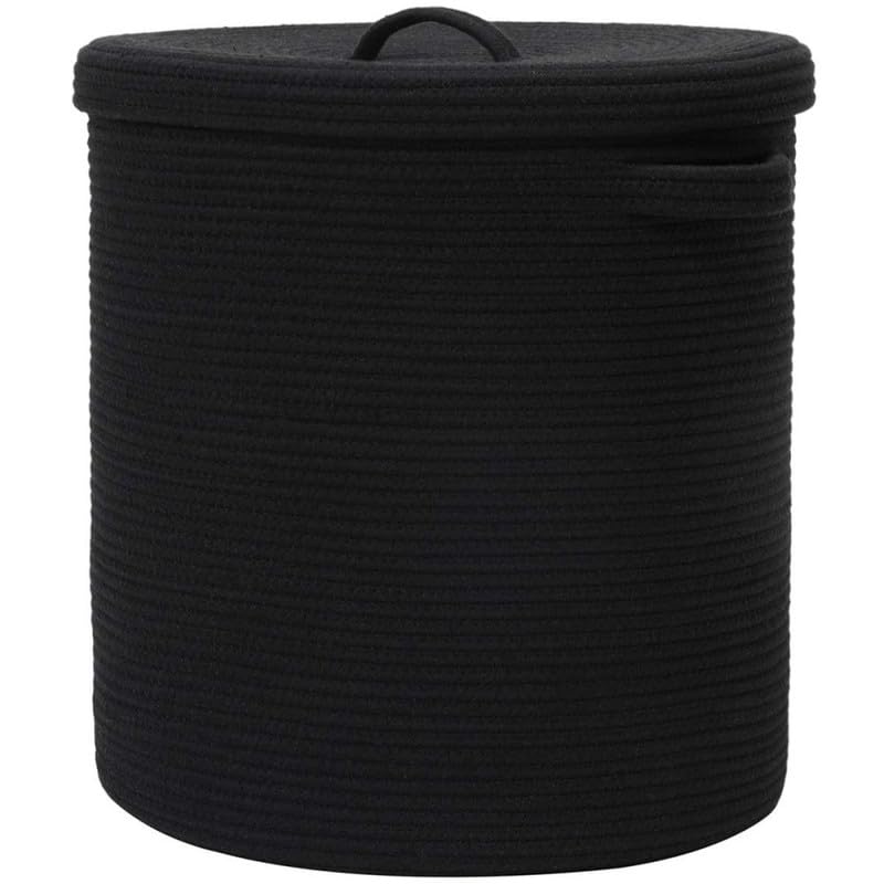 GRATIFY Large Storage Basket with Lid, Cotton Rope, Black, Modern, Foldable, Laundry Hamper, Toy Bin, Blanket Storage, 12" x 12" x 14"-image-12