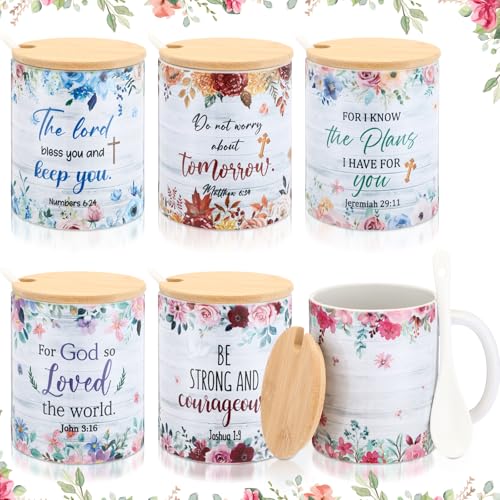 Remerry 6 Pcs Christian Women Bulk Gift, 12oz Religious Coffee Mug, English