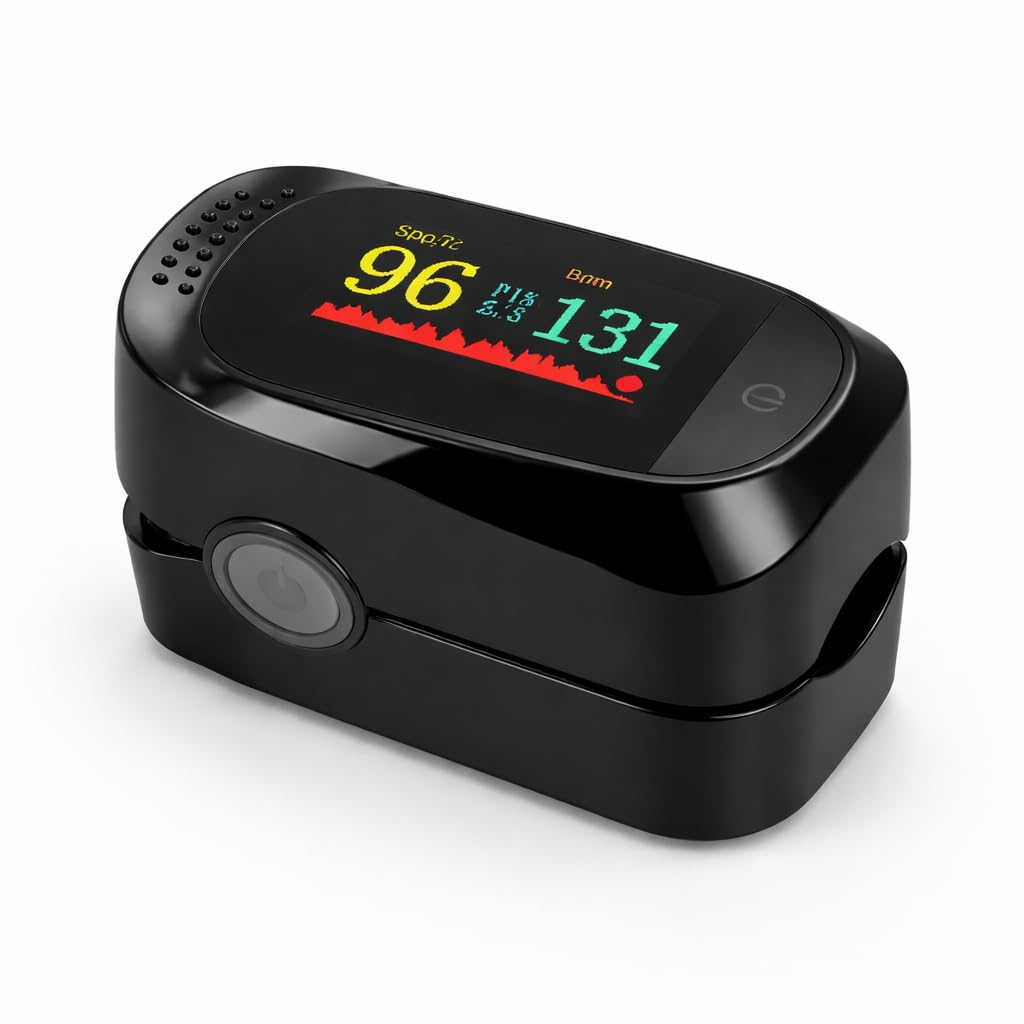 Premium Classy Oximeter, Black, Color Display, SpO2 and Heart Rate Monitor, Fingertip Design Accurate Readings Best For Home monitoring A2 TFT/LED pulse oximeter