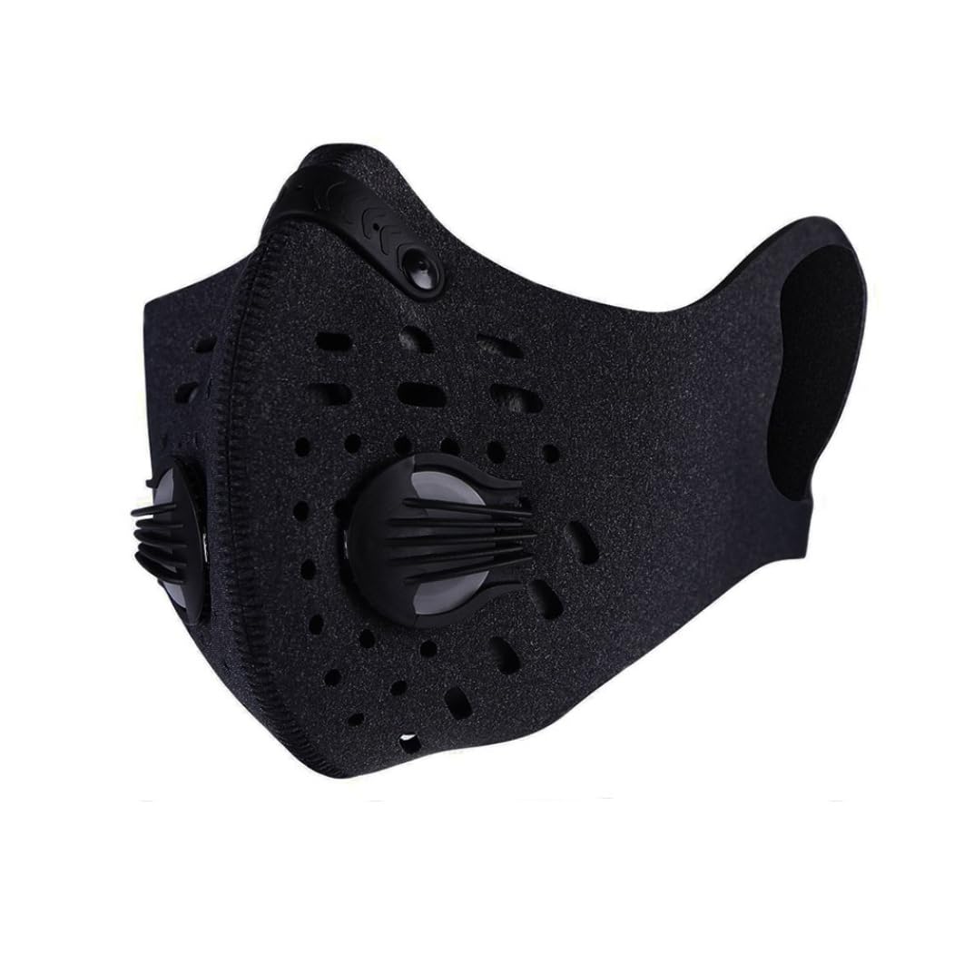 Activated Carbon Dust Mask Pollution Mask Anti Pollen Allergens Face Exhaust Gas Filtrate for Running Cycling Outdoor Activities Keep Warm, Black
