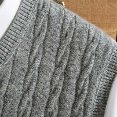 100% Cashmere V Neck Sweater Vest Men's Solid Color Jacquard Vest Thin Sleeveless Bottoning Sweater2