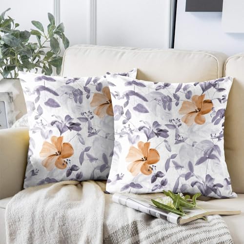 Image of Casableu Cobano Decorative Throw Cushion Cover, 16 x 16 Inch, Floral Pattern, Floral Pillow Covers, 40.64 x 40.64 cm, Set of 2