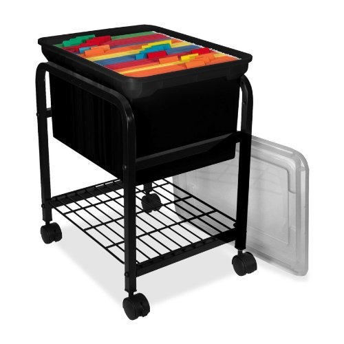 Advantus INNOVATIVE STORAGE DESIGN Hanging Rolling File Cart with Clear Lid, 15-5/8 in. x 18 in. x 25-5/8 in, Black