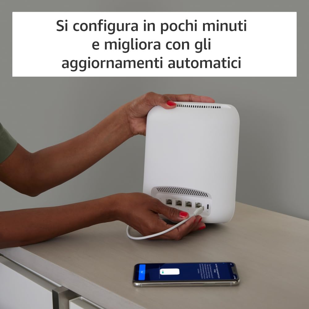 Router wi-fi mesh Amazon eero Max 7 | Ethernet 10 Gbps | Copertura fino a 460 m² | Connette più di 500 dispositivi | Ideale per il gaming | Confezione da 2 | Ultima generazione