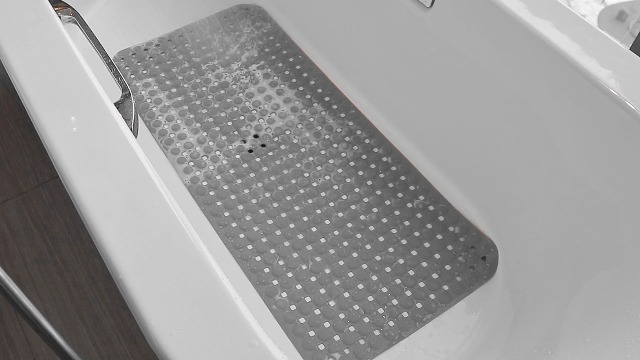 OTHWAY Bath Tub Shower Mat Non Slip, Bathtub Floor Liner Mats for Inside Shower Bathroom, Suction Cups and Drain Holes for Feet Scrubbing, Machine Washable, Soft on Feet, 35x16 Inch, Grey