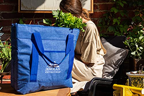 Large Collapsible Insulated Grocery Bag (2 Pack) Reusable Blue Cooler Bag For Frozen Foods And Groceries #TOP3