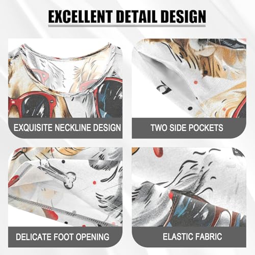 senya Short Sleeve Pajamas Sets Summer Cotton Sleepwear Dogs Wear Sunglasses4