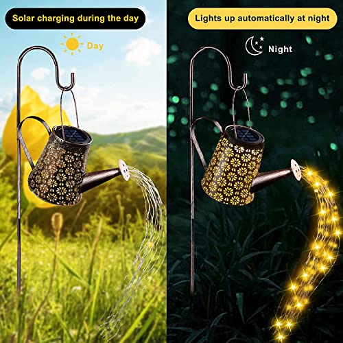 image for Nibobeso Outdoor Solar Watering Can with Lights Garden Decor Solar Pow
