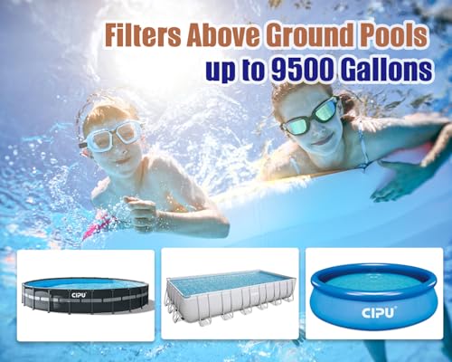 Image of CIPU 14 inch Sand Filter Pump System Handy 6-Way Valve for Above Ground Pools with 0.5HP Prefilter Pool Pump with Timer 115V 25FT Inline GFCI Power Cord for Easy Installation