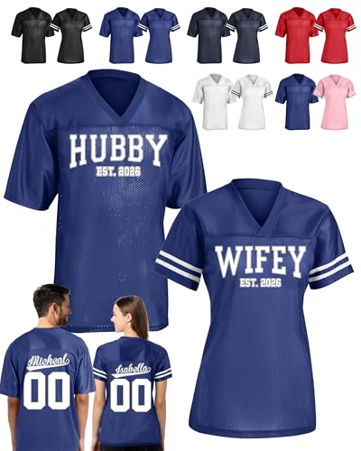 Personalized King & Queen Couple Shirts - Custom Matching Jerseys for Couples - Matching Shirt Anniversary & Valentine’s Gift for Men and Women - Camisas para Parejas Iguales