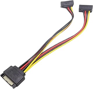 2X SATA 15 Pin Male to 2X SATA Right Angle Female Power Splitter Adapter Cable