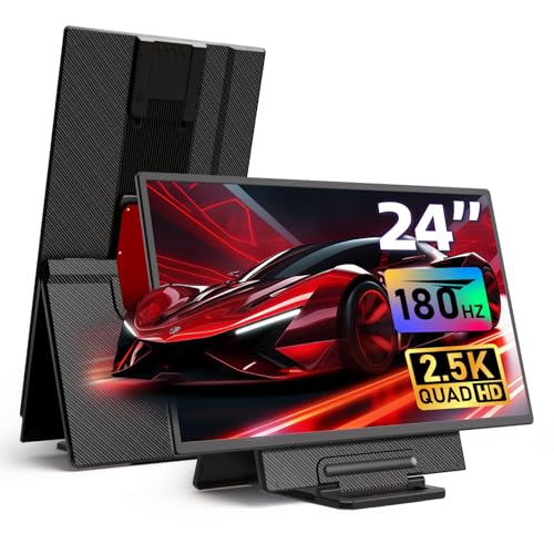 Image of 24 inch 2.5K 180Hz Portable Monitor - Laptop Screen Extender 112% sRGB Wide Color HDR HDMI USB C Travel External Display with Stand Gaming Monitor for Computer PC Phone Game Console