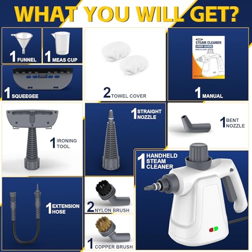 ZeyKaf Steam Cleaner, Handheld Steam Cleaner for Home, 12 Accessories Multisurface Portable Steamer for Cleaning, 450ML Capacity Hand Steam Cleaner with Safety Lock for Bath, Kitchen, Floor, Window - Image 5