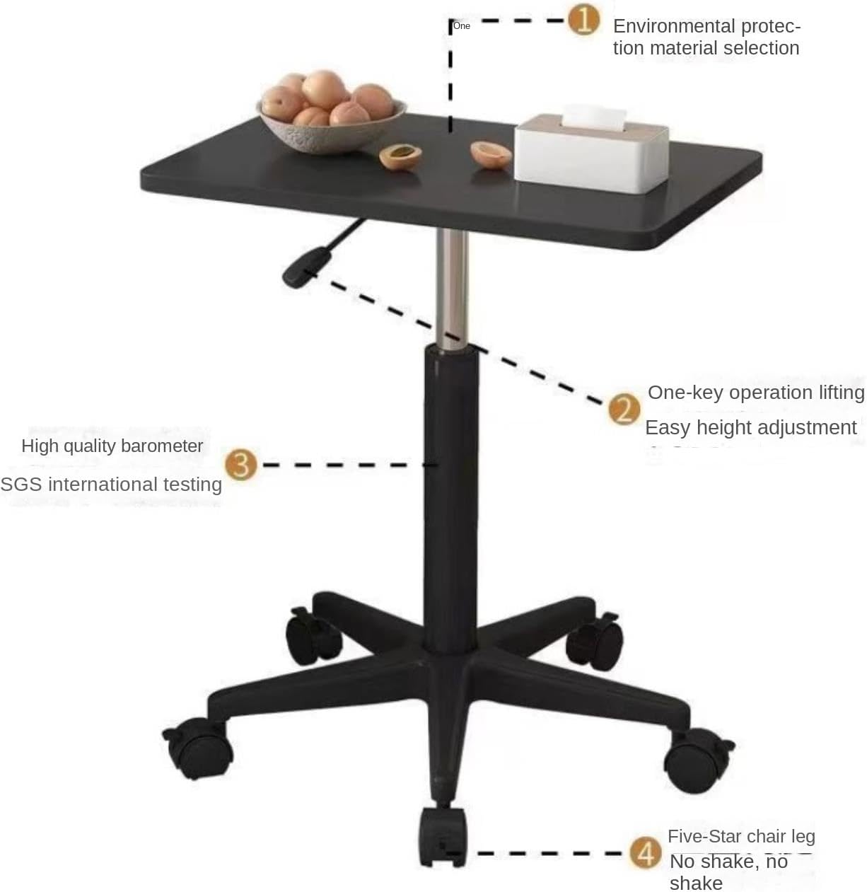 Overbed Table Bedside Shelf Over Bed Table Wheels Rolling Laptop Overbed Desk Hospital Office Tray Height Adjustable Study TV Tray(White)