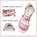 Dufannie Pink Kids Heels for Girls Pumps Sparkly Dress Shoes Flower Girl Sandals Wedding Birthday Prom Pageant Party Halloween Shoes for Big Kid High Heels Size 5 Fancy Open Toe Sandals(3405Pink 5)