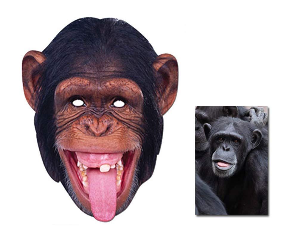 Mask Pack - Chimpanzee Monkey Animal Card Party Mask includes 6x4 inch (15cm x 10cm) Star Photo