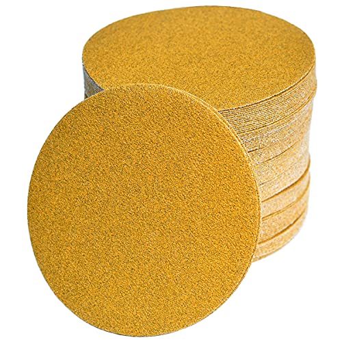 Image of 6-Inch No-Hole Hook and Loop Sanding Discs 60-Grit, Random Orbital Sandpaper for Automotive and Woodworking, 100-Pack