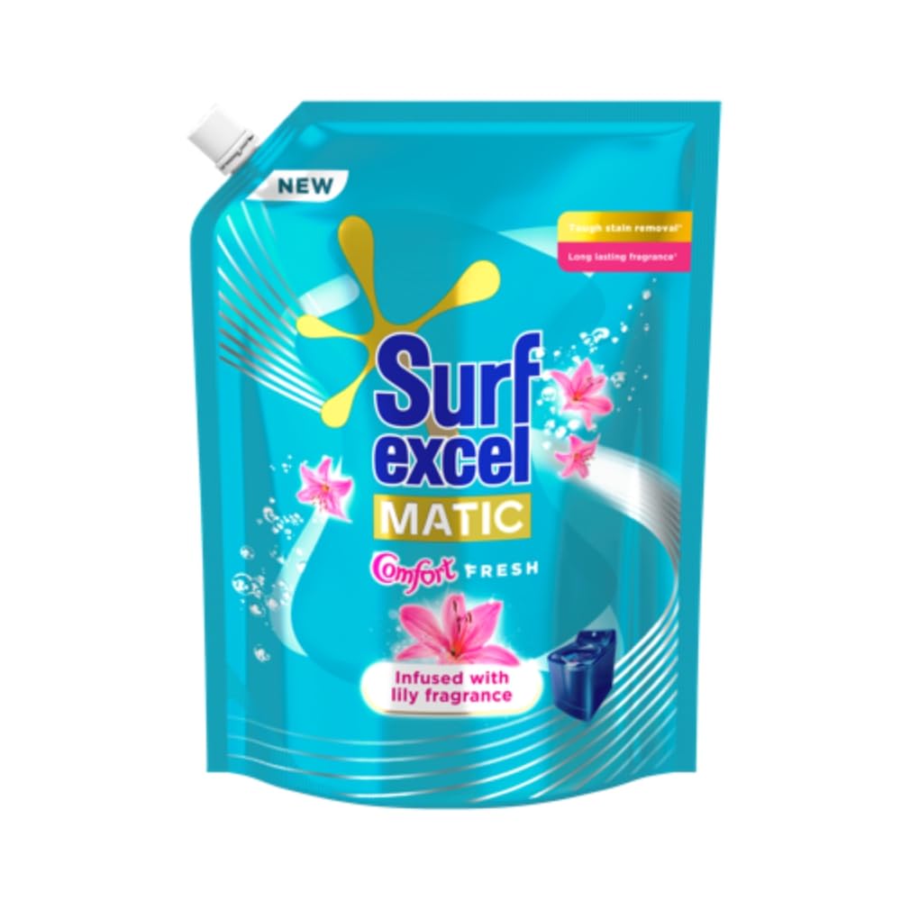 Surf Excel Matic Comfort Fresh: Liquid Detergent, 1.8L, Tough stain removal, long lasting fragrance