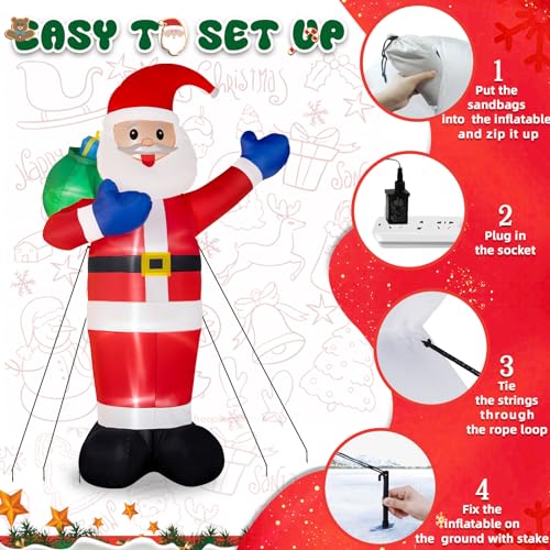 B&D BND2412-S 12Ft Giant Christmas Inflatables Santa Claus Outdoor Decorations Built-In Led Lights thumb #6