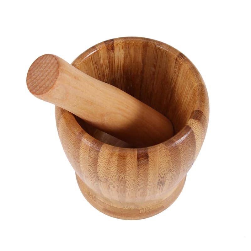 Pestle and Mortar Wooden Set Hand Masher Garlic Spice Grinder Mortar Bowl