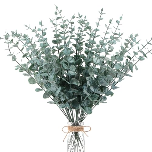 Jesustree Ramas Artificiales Eucalipto, 36 Piezas Hojas de Eucalipto Artificial Decoración, Plantas Rama de Eucalipto Preservado para Hogar, Boda, Fiesta, Jardín, Arreglo Florales