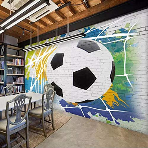 YIERLIFE Auto-adhésif Stickers 3D muraux Papiers peints - Football graffiti coloré abstrait dessiné à la main - papier peint panoramique 3d photo murales peinture murale interieur poster geant décor m