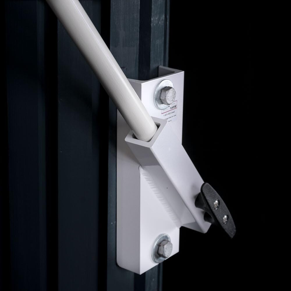 Mooring whips piling mounted additional clearance for small to large boats up to 40'. Solid 1" full length fiberglass poles 14' two 7' sections. Pole Holders powder coated aluminum.