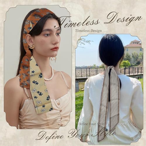 Head Scarf for Women, 4 Pcs Fashion Scarf Headbands, Boho Scarves for Women Lightweight, Multifunctional Headscarf for Bag Hair Accessories4