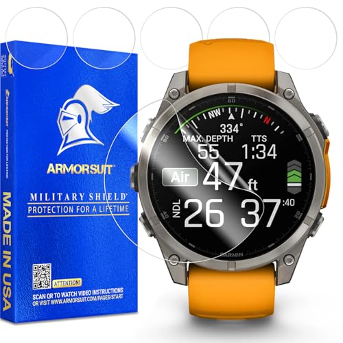 Image of ArmorSuit 6 Pack for Garmin Fenix 8 /8 Pro 47mm Screen Protector HD Clear MilitaryShield Film - Made in USA