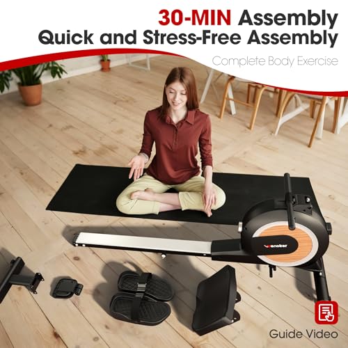 Image of Wenoker Rowing Machine for Home, Magnetic Rower Machine, 350 LB Weight Capacity, 16-Level Silent Resistance Row Machine for Gym Exercise