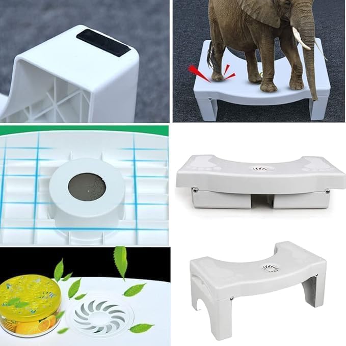C2SK Folding Toilet Stool for Bathroom, Non Slip Squat Stool for Western Toilet, Plastic Foot Rest Stool for Adults, Compact Squatting Toilet Step (Multicolor) 3