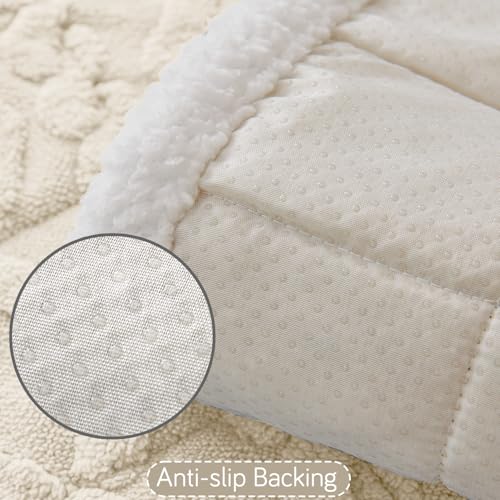 Image of HOKIPO Italian Caelora Sofa Cover L Shape 6 Seater Mat, 3+3, Pearl White