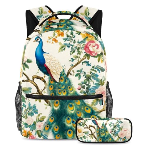 Sac à dos avec trousse imprimé fleurs papillon, cadeau idéal étudiants