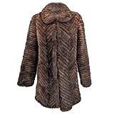 LVCOMEFF Women Real Fur Knitted Mink Fur Coat Jacket Natural Classic Knitting (Brown,Large)