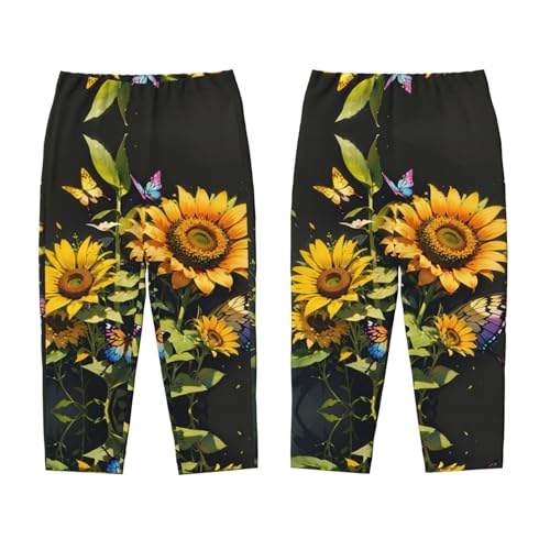 Pajama Pants Pajama Bottoms with Elastic Waistband Sleepwear Lounge Pants, Sunflowers Butterflies3