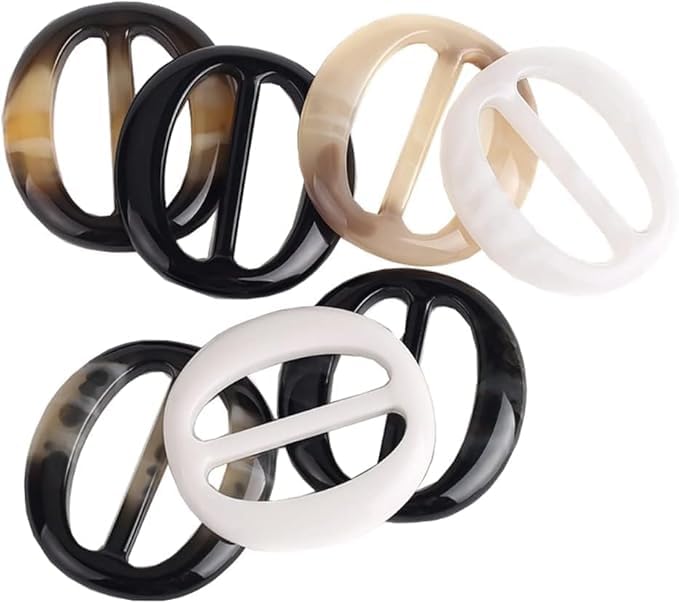 Ymantang 6 Pcs 5CM Fashion Resin T Shirt Clips Simple Tee Shirt Rings Clasps Elegant Scarf Buckles Slides Waistband Neckerchief Clasps for Women Girls, Buckles, Fasteners