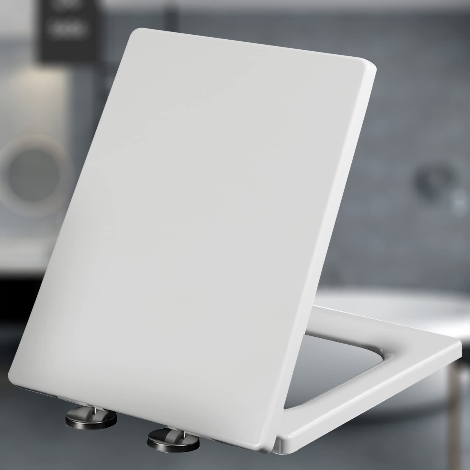 FLYIODFCXV Toilet seat, Soft Close White Toilet Seat with Adjustable Slow Down Hinges Heavy Duty Detachable Lid Cover(44 * 36.5cm)