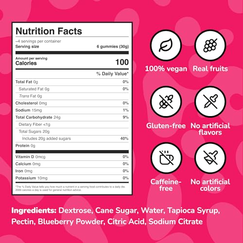Image of GloGlo Dextrose Energy Chews | Glucose Gummies for Running, Cycling & Endurance | Fast Glucose Gel Packs Alternative for Long Runs & Rides | Running Gummies Built for Athletes | Vegan, Gluten Free (25 Gummies, Nikki X Blueberry)