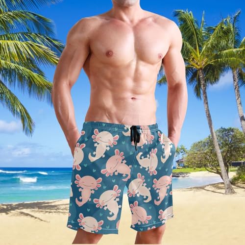 Men's Swim Trunks Cute Axolotl Board Shorts Quick Dry Swimsuit Swimwear Holiday Party Bathing Suit4