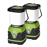 LE Portable LED Camping Lantern, 1000lm, Dimmable, 4 Lighting Modes, Battery Powered Tent Light for Home, Garden, Outdoor, Hiking, Fishing, Emergency and more, Pack of 2