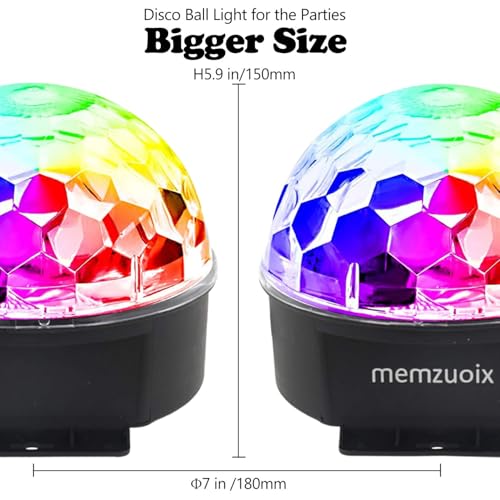 Image of memzuoix 2025 Upgrade Disco Ball Party Lights Dj Strobe Light with 6 Colors, Sound Activated Big-Size Magic Stage Party Light with Remote Control, Halloween Decorations Bar Home Club (7'' Big Size)