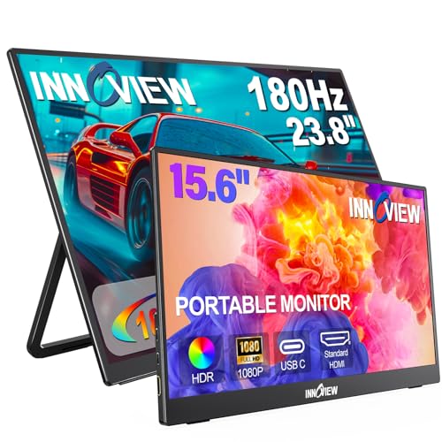 Image of 2K 180Hz Portable Gaming Monitor, 23.8 inch 2560x1440 QHD Fast IPS 115% sRGB Portable Monitor w /180 Adjustable Stand Type-C HDMI Eye Care External Second Screen for Laptop Phone PS4 PS5 Switch Xbox PC