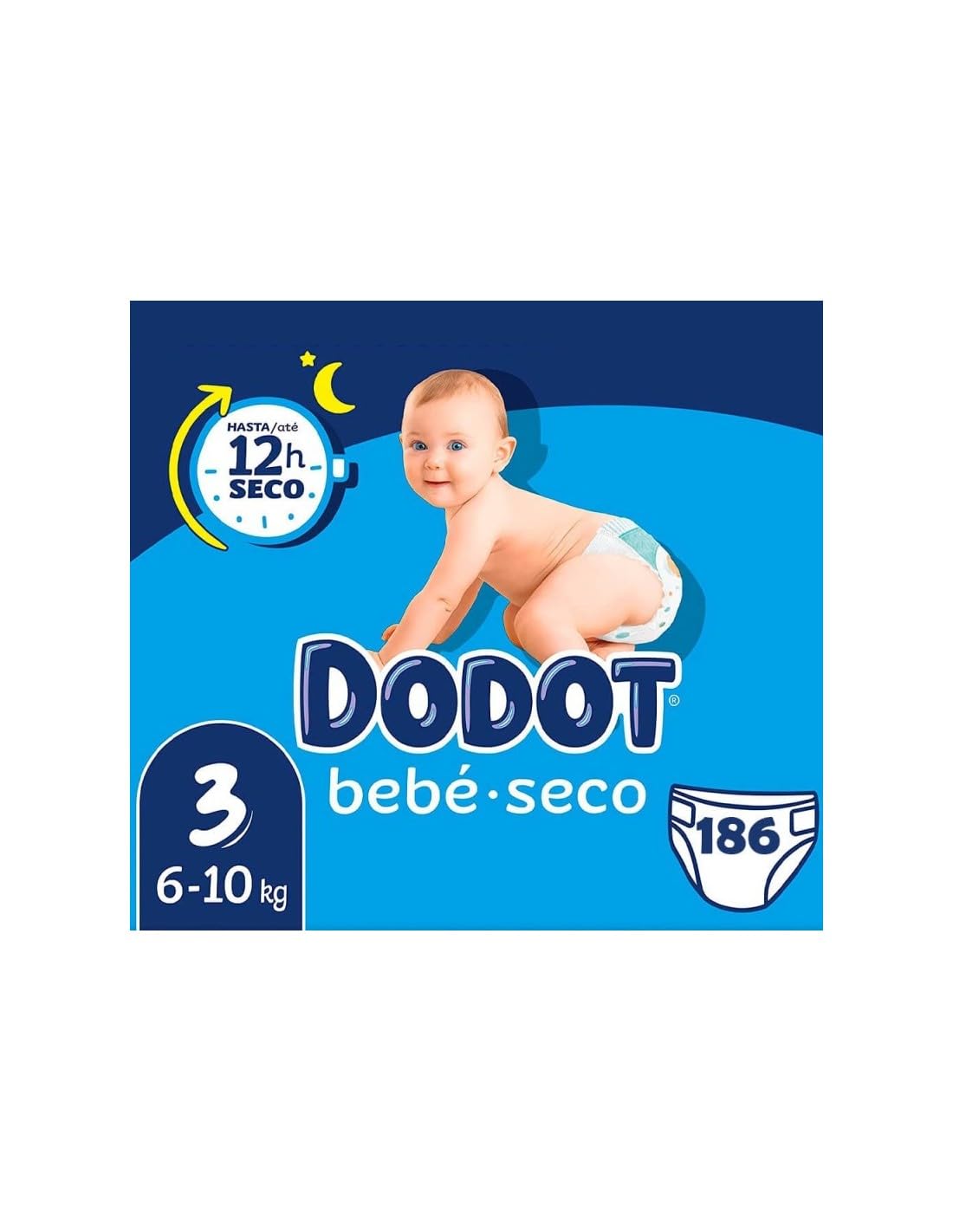 Dodot Bebé Seco - Pañales Talla 3 (6-10kg) - Pack con 186 Pañales