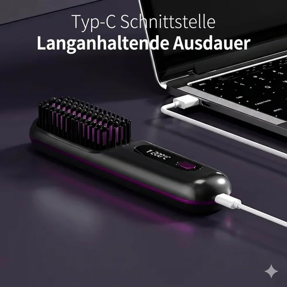 Ciriel - Airbrush Pro Drahtlose Stylingbürste – Kabellose Volumenbürste Für Kurzes & Feines Haar – Trocknet & Stylt In Einem Schritt – Schonende Keramikbeschichtung – Ohne Kabel (Schwarz)