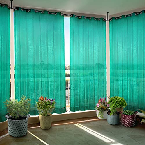 Image of HIPPO 150 GSM Outdoor Sun Blocking Balcony Eyelet /Grommet CurtainsCurtains Sun & UV Protection, Light Filtering Window Curtain (Green, 4.5FTX9FT, 1PC)