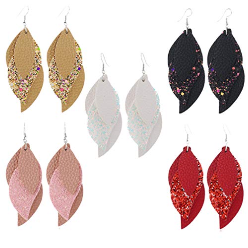 Boucles d'oreilles blanches en cuir à sequins au design statement chic - 5