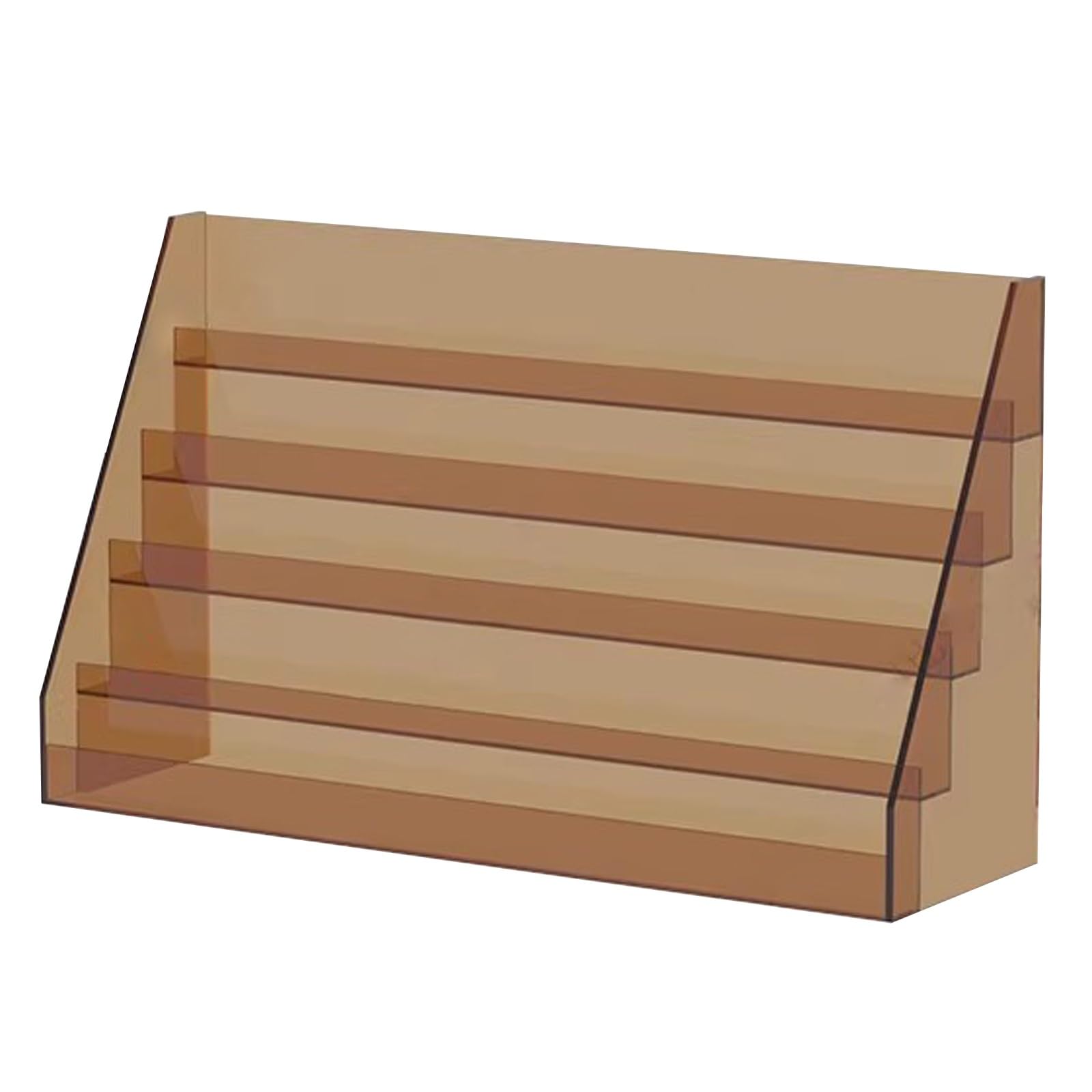 ZAWQFDZ 5-Tier Tile Display Stand, Acrylic Tile Sample Holder with 3cm Slots, Space-Saving Countertop Tiles Display Rack for Exhibition Halls, Retail Stores(Brown,19.6in/50cm)
